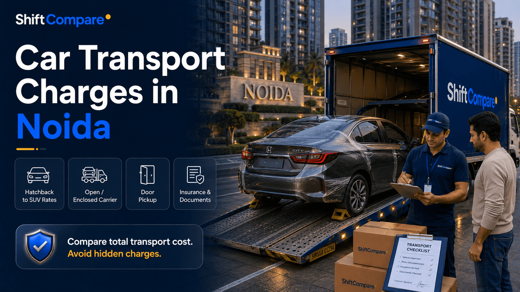 Car transport charges from Noida by carrier type, route and condition report